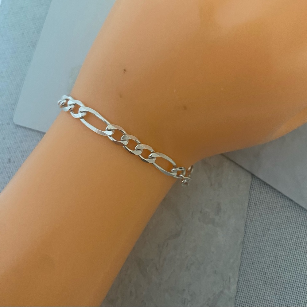 Solid Real 925 Sterling Silver Dainty Figaro Chai… - image 7